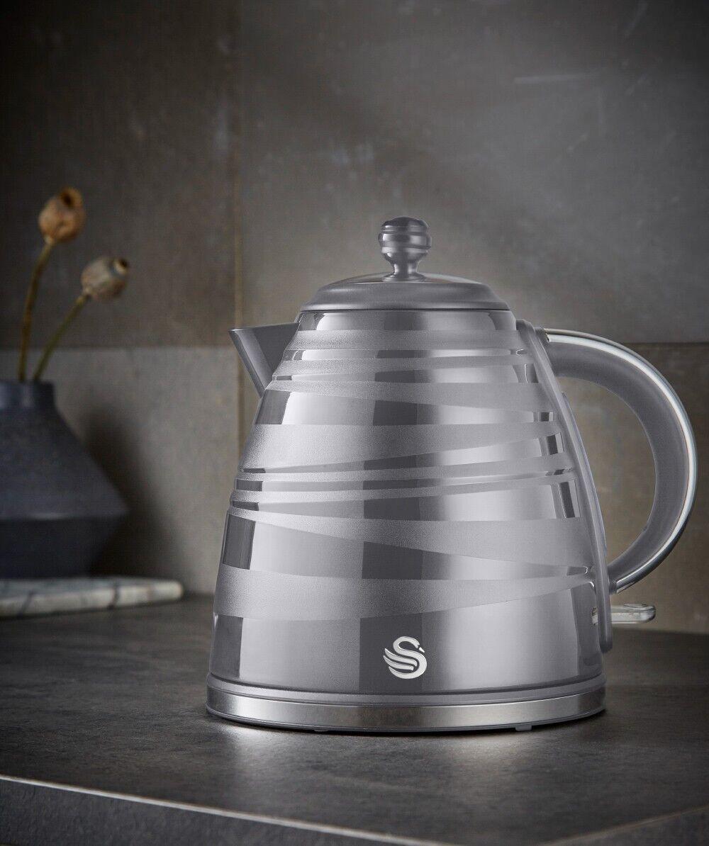 Swan Symphony Kettle & 2 Slice Toaster Kitchen Set (Grey) - Vibe Home