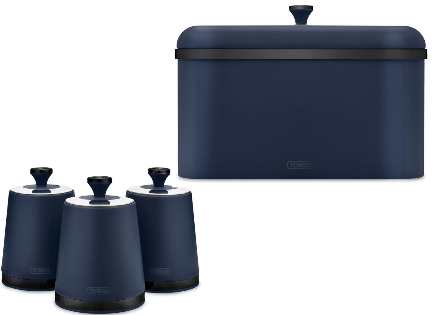 Tower Sera Bread Bin & Canisters Kitchen Storage Set (Midnight Blue) - Vibe Home