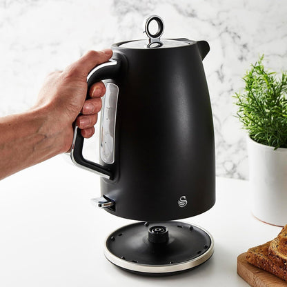 Swan Serenity Kettle & 4 Slice Toaster Kitchen Set (Black) - Vibe Home