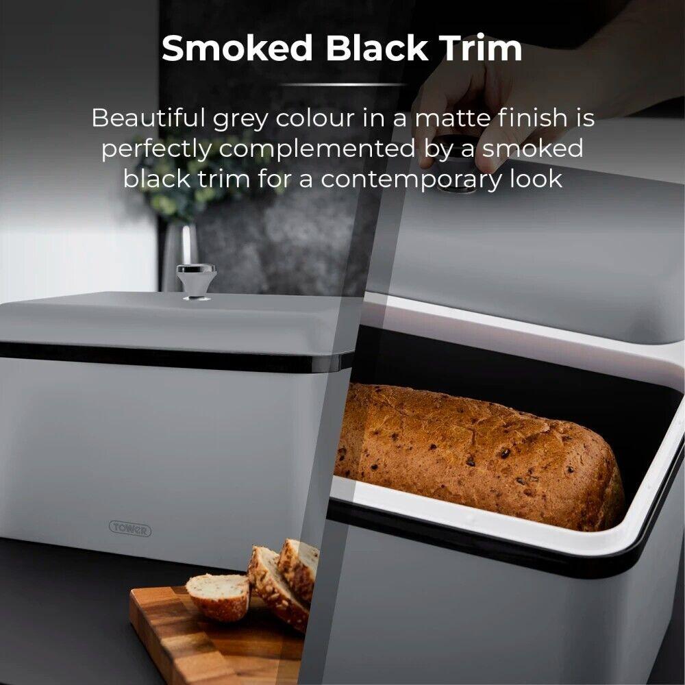 Tower Sera Bread Bin & Canisters Kitchen Storage Set (Grey) - Vibe Home