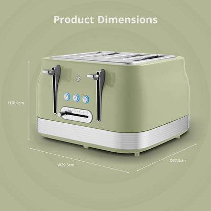 Swan Retro Jug Kettle & 4 Slice Toaster Kitchen Set (Green) - Vibe Home