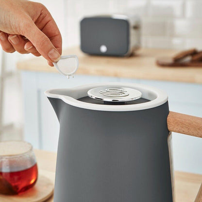Swan Nordic Kettle, 4 Slice Toaster, Bread Bin & Canisters Kitchen Set (Grey) - Vibe Home