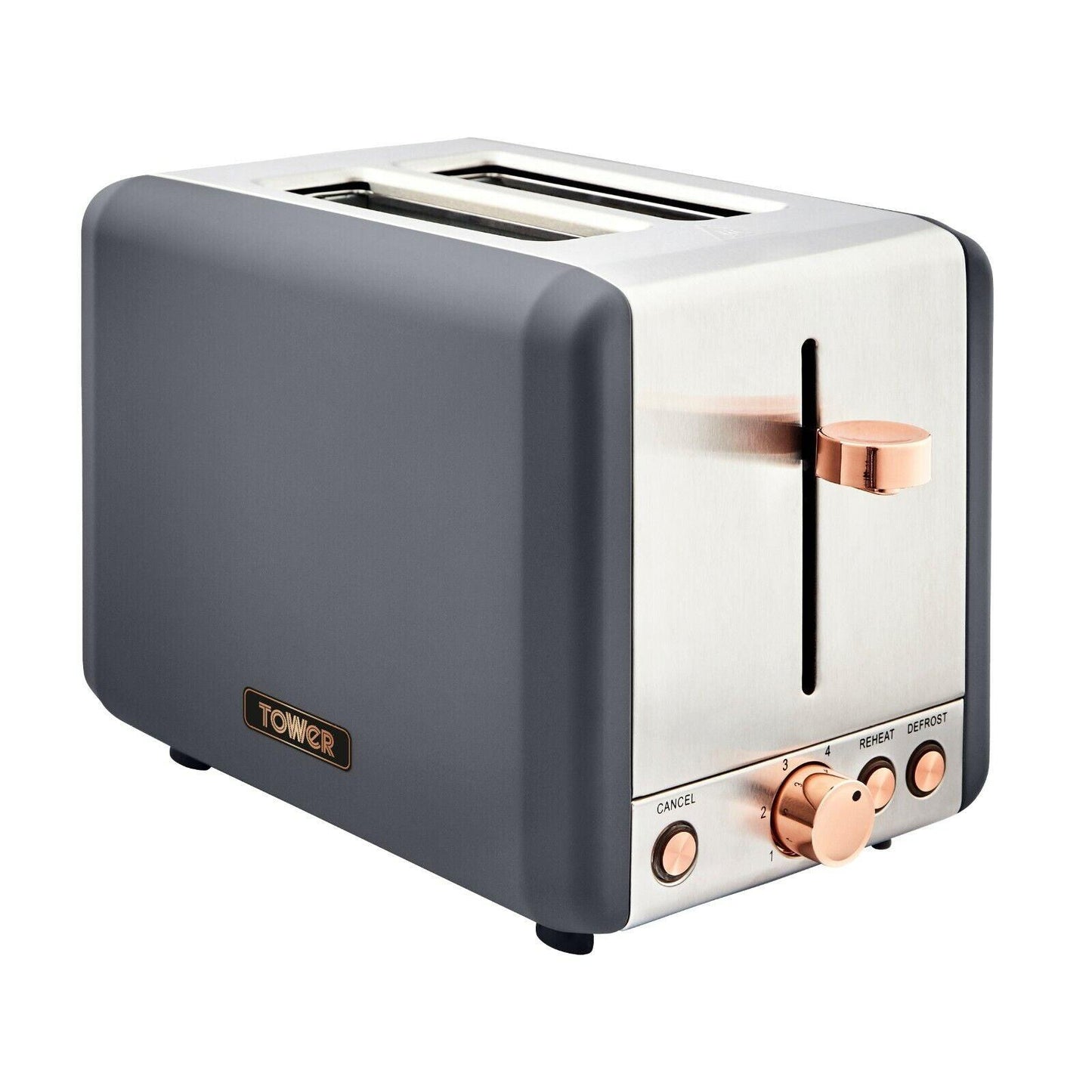 Tower Cavaletto Pyramid Kettle & 2 Slice Toaster Kitchen Set (Grey) - Vibe Home