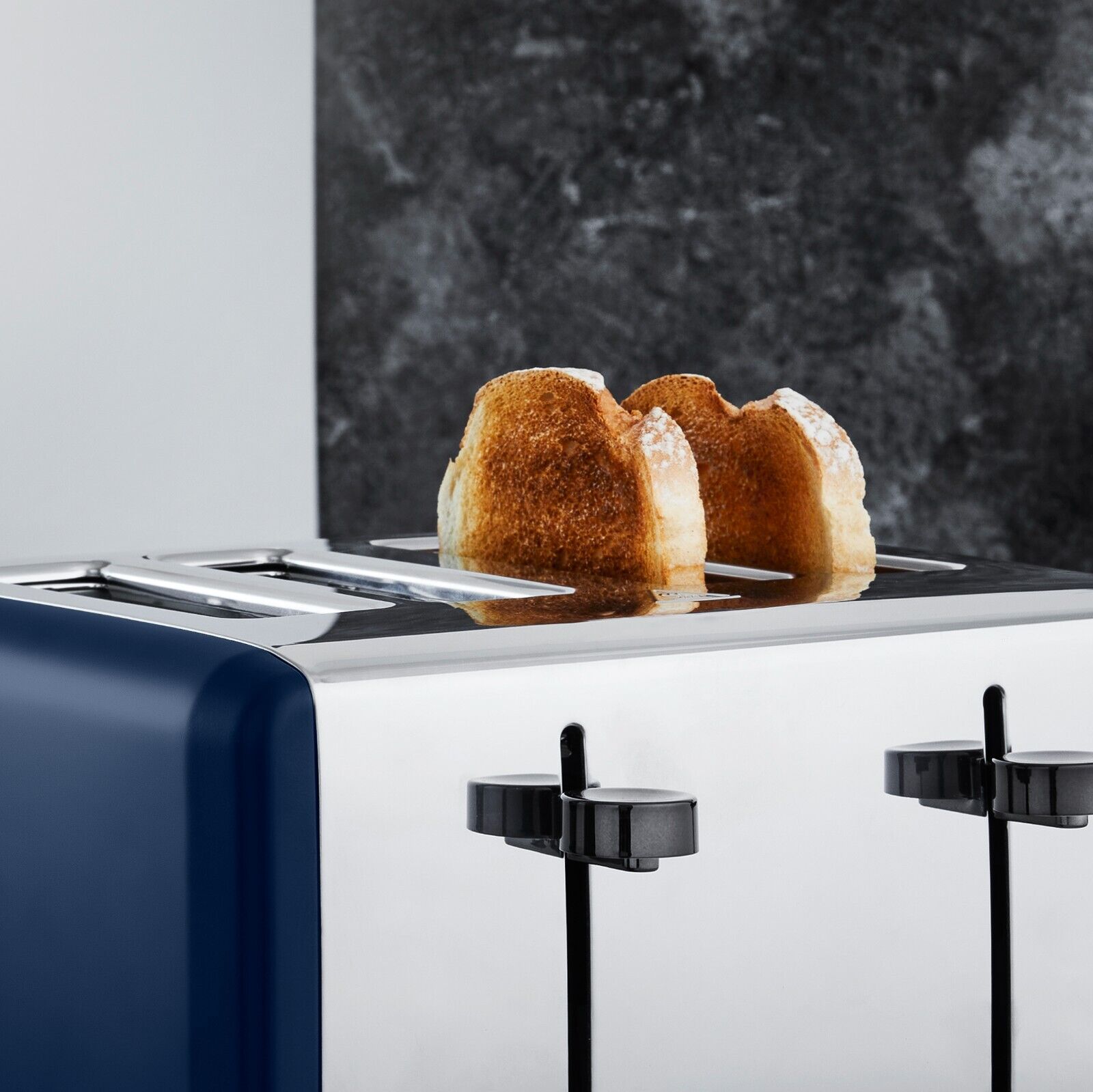 Tower Sera Kettle, 4 Slice Toaster, Bread Bin, Canisters Kitchen Set (Midnight Blue) - Vibe Home