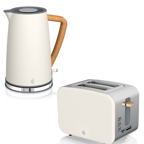 Swan Nordic Kettle & 2 Slice Toaster Kitchen Set (White) - Vibe Home