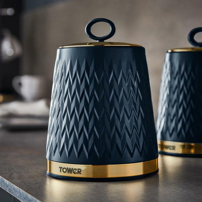 Tower Empire Roll Top Bread Bin & Canister Kitchen Storage Set (Midnight Blue) - Vibe Home