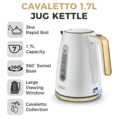 Tower Cavaletto Optic White Kitchen Set Jug Kettle 2 Slice Toaster Canisters