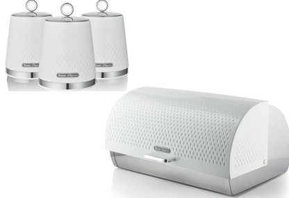 Swan Elegance Bread Bin & Canisters Kitchen Storage Set (White) - Vibe Home