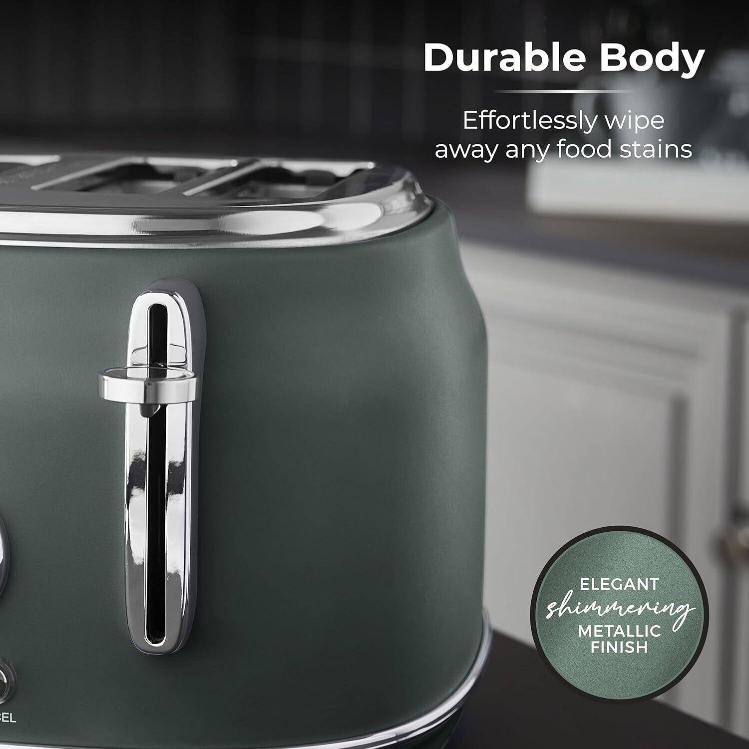Tower Renaissance Kettle & 4 Slice Toaster Kitchen Set (Forest Green) - Vibe Home