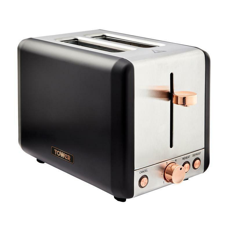 Tower Cavaletto Pyramid Kettle & 2 Slice Toaster Kitchen Set (Black) - Vibe Home