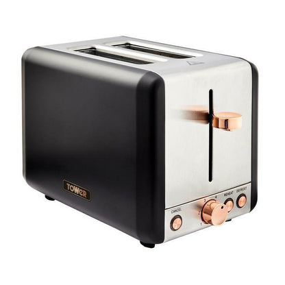 Tower Cavaletto Pyramid Kettle & 2 Slice Toaster Kitchen Set (Black) - Vibe Home
