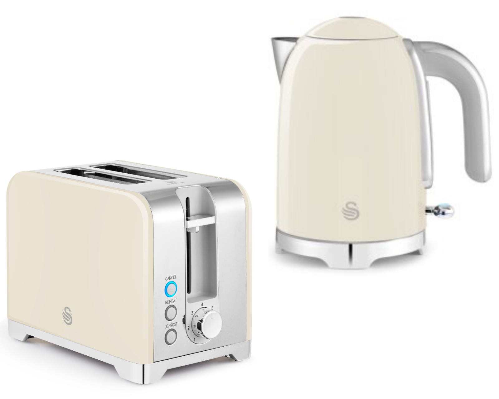 Swan Solace Kettle & Toaster Kitchen Set (Cream) - Vibe Home