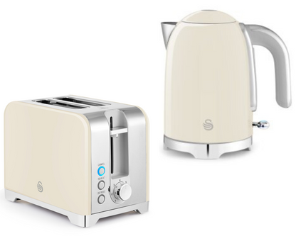 Swan Solace Kettle & Toaster Kitchen Set (Cream) - Vibe Home