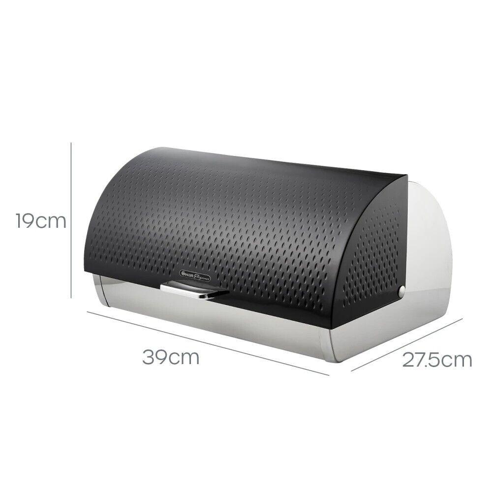 Swan Elegance Bread Bin & Canisters Kitchen Storage Set (Black) - Vibe Home
