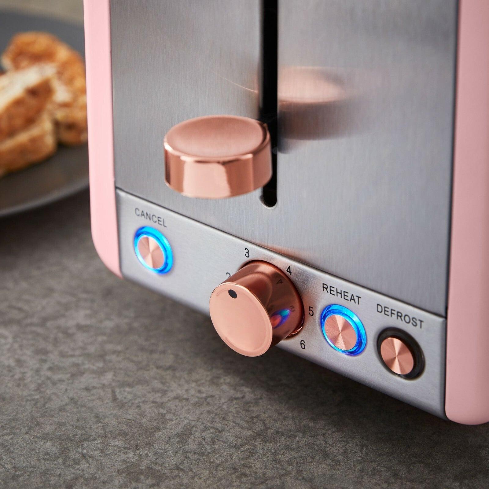 Tower Cavaletto Jug Kettle & 2 Slice Toaster Kitchen Set (Pink) - Vibe Home