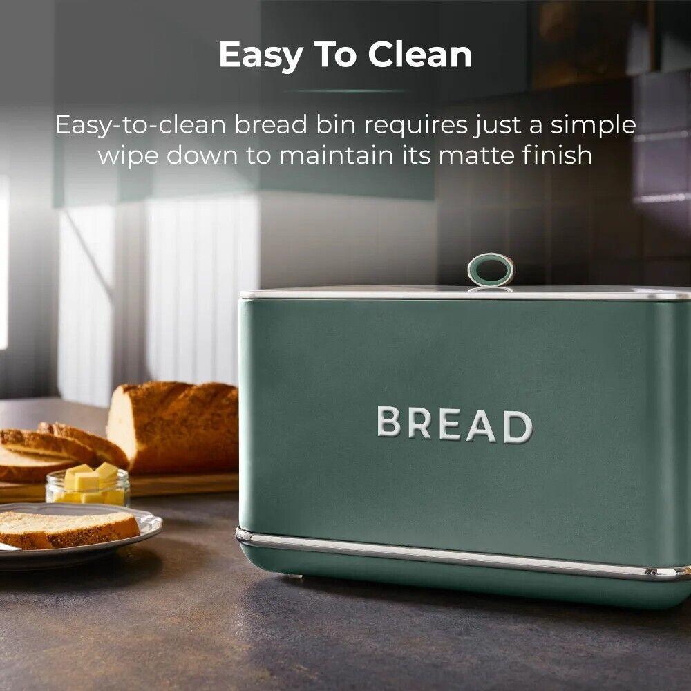 Tower Renaissance Kettle, 4 Slice Toaster, Bread Bin, Canisters Kitchen Set (Forest Green) - Vibe Home