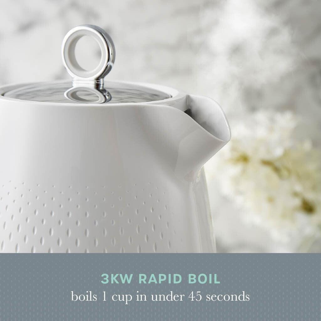 Swan Elegance Kettle, 4 Slice Toaster, Bread Bin, Canisters Kitchen Set (White) - Vibe Home