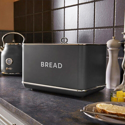 Tower Renaissance Bread Bin & Canisters Kitchen Storage Set (Grey) - Vibe Home