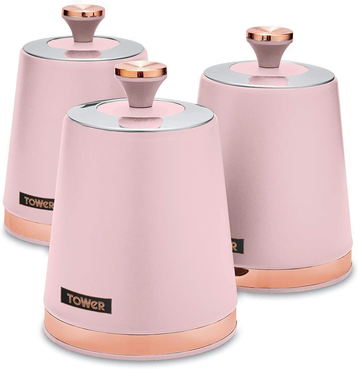 Tower Cavaletto Bread Bin & Canisters Kitchen Storage Set (Pink) - Vibe Home