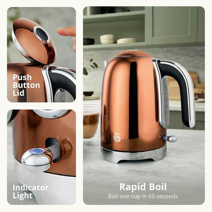 Swan Solace Kettle & 2 Slice Toaster Kitchen Set (Copper) - Vibe Home