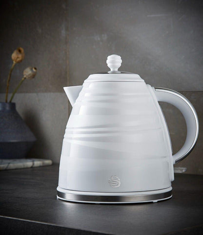 Swan Symphony Kettle & 2 Slice Toaster Kitchen Set (White) - Vibe Home