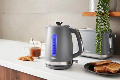 Tower Odyssey Kettle & 2 Slice Toaster Kitchen Set (Grey) - Vibe Home