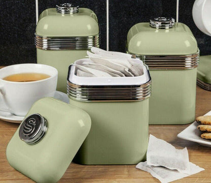 Swan Retro Jug Kettle, 2 Slice Toaster & Canisters Kitchen Set (Green) - Vibe Home