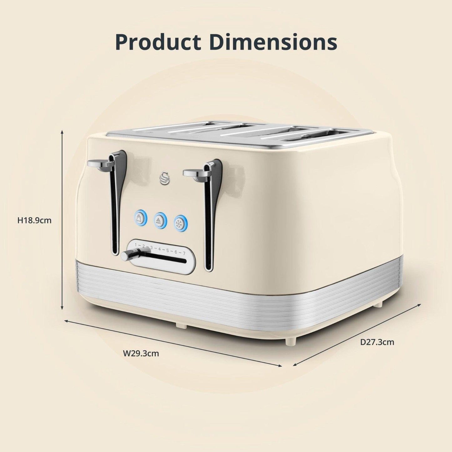 Swan Retro Pyramid Kettle & 4 Slice Toaster Kitchen Set (Cream) - Vibe Home