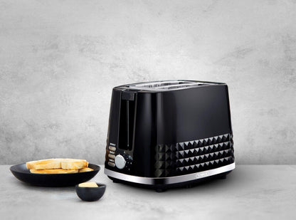 Tower Solitaire Kettle, 2 Slice Toaster, Bread Bin & Canisters Kitchen Set (Black) - Vibe Home