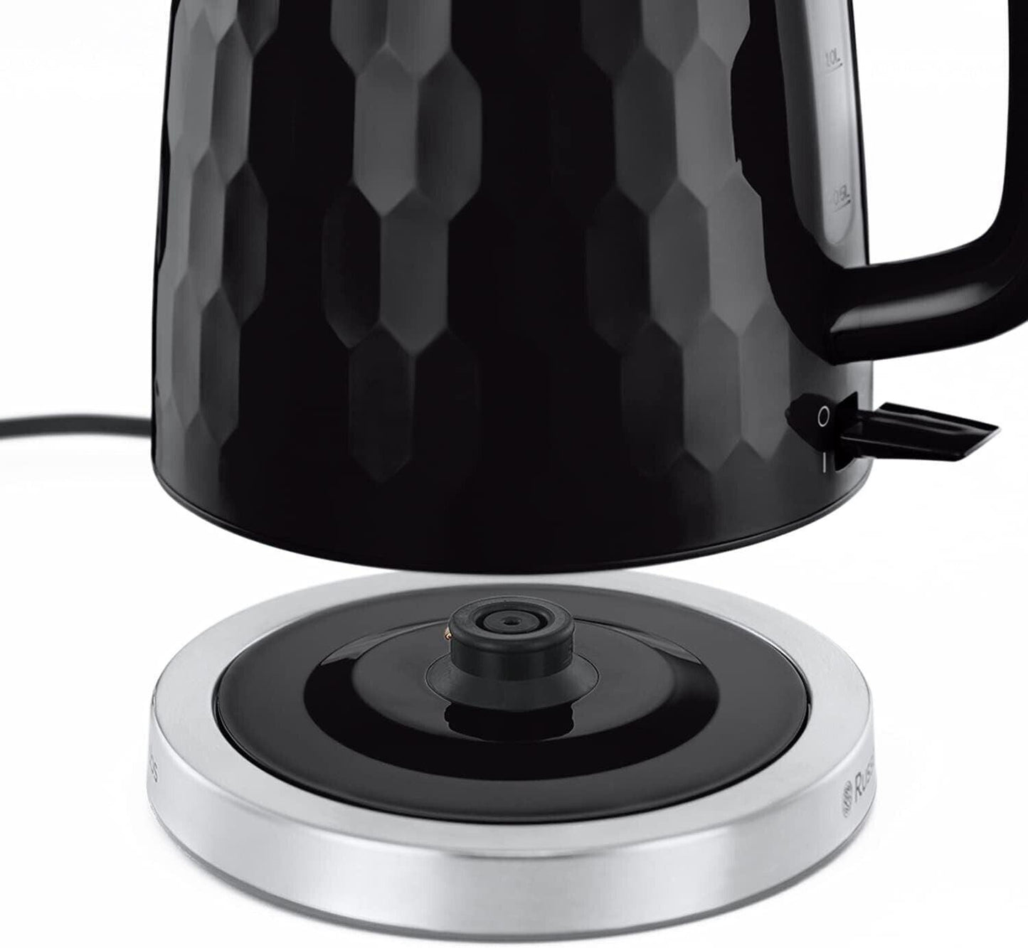 Russell Hobbs Honeycomb Kettle & 4 Slice Toaster Kitchen Set (Black) - Vibe Home
