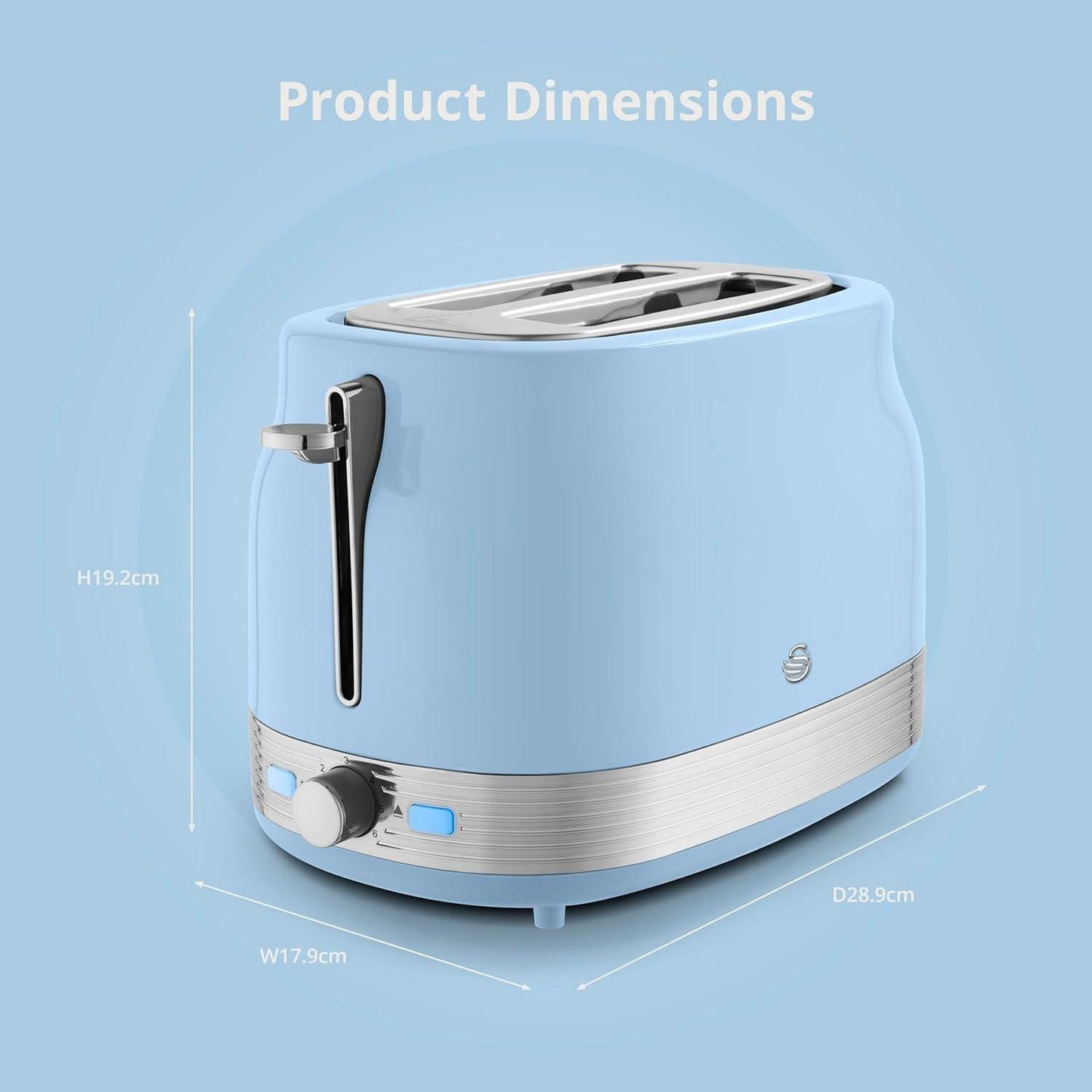 Swan Retro Pyramid Kettle, 2 Slice Toaster & Canisters Kitchen Set (Blue) - Vibe Home