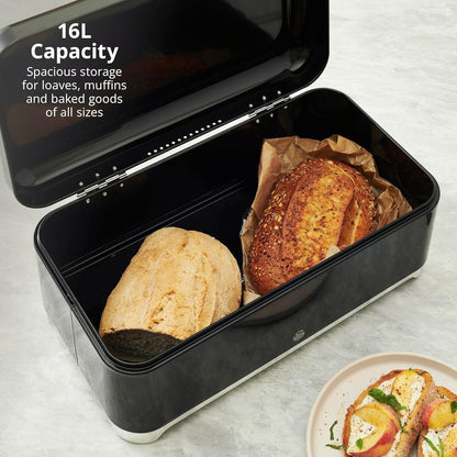 Swan Solace Bread Bin & Canisters Kitchen Storage Set (Black) - Vibe Home