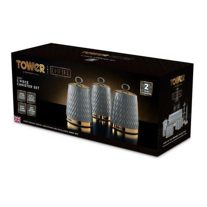 Tower Empire Bread Bin & Canister Kitchen Storage Set (Grey) - Vibe Home