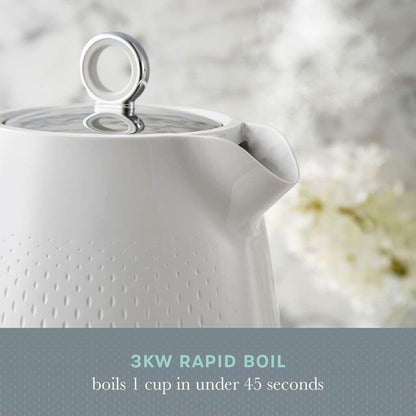 Swan Elegance Kettle & 4 Slice Toaster Kitchen Set Textured (White) - Vibe Home