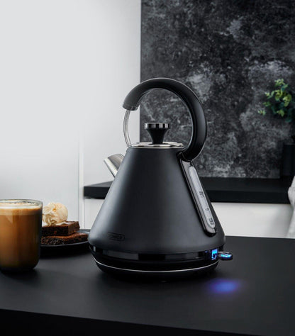 Tower Sera Kettle, 4 Slice Toaster, Bread Bin, Canister Kitchen Set (Black) - Vibe Home
