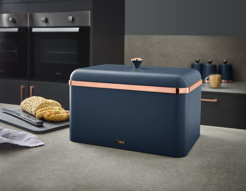Tower Cavaletto Bread Bin & Canister Storage Kitchen Storage Set (Midnight Blue) - Vibe Home