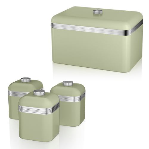 Swan Retro Bread Bin & Canisters Kitchen Storage Set (Green) - Vibe Home