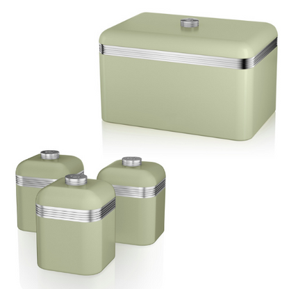 Swan Retro Bread Bin & Canisters Kitchen Storage Set (Green) - Vibe Home
