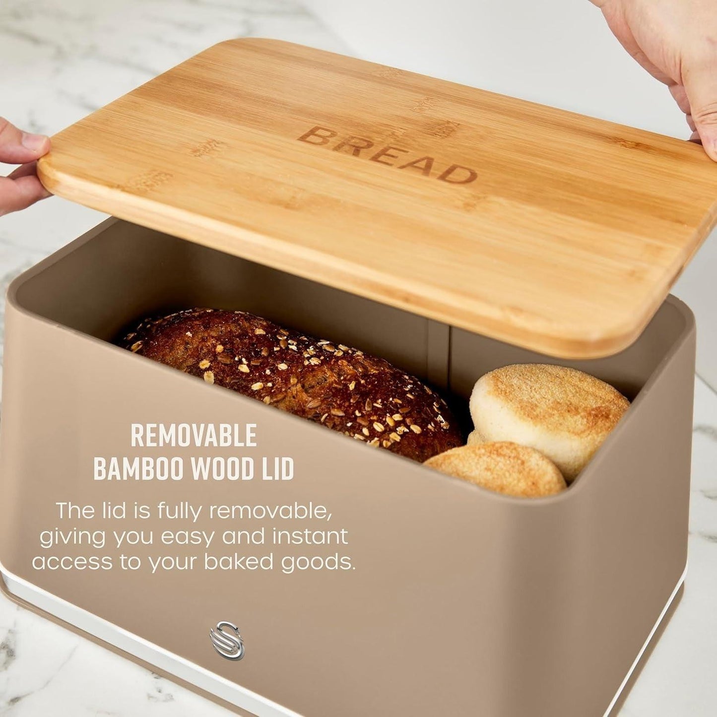 Swan Nordic Kettle, 4 Slice Toaster, Bread Bin, Canisters Kitchen Set (Oatmeal) - Vibe Home