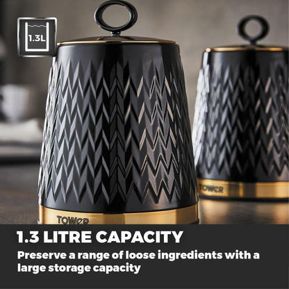 Tower Empire Bread Bin & Canisters Kitchen Storage Set (Black) - Vibe Home