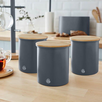 Swan Nordic Bread Bin & Canisters Kitchen Storage Set (Grey) - Vibe Home