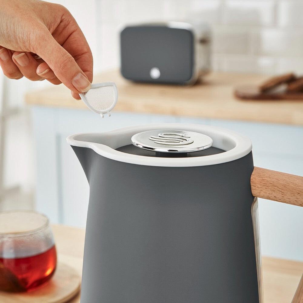 Swan Nordic Kettle, 2 Slice Toaster, Bread Bin, Canisters Kitchen Set (Grey) - Vibe Home