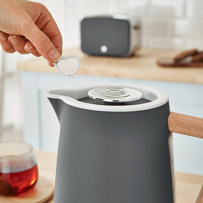 Swan Nordic Kettle, 2 Slice Toaster, Bread Bin, Canisters Kitchen Set (Grey) - Vibe Home
