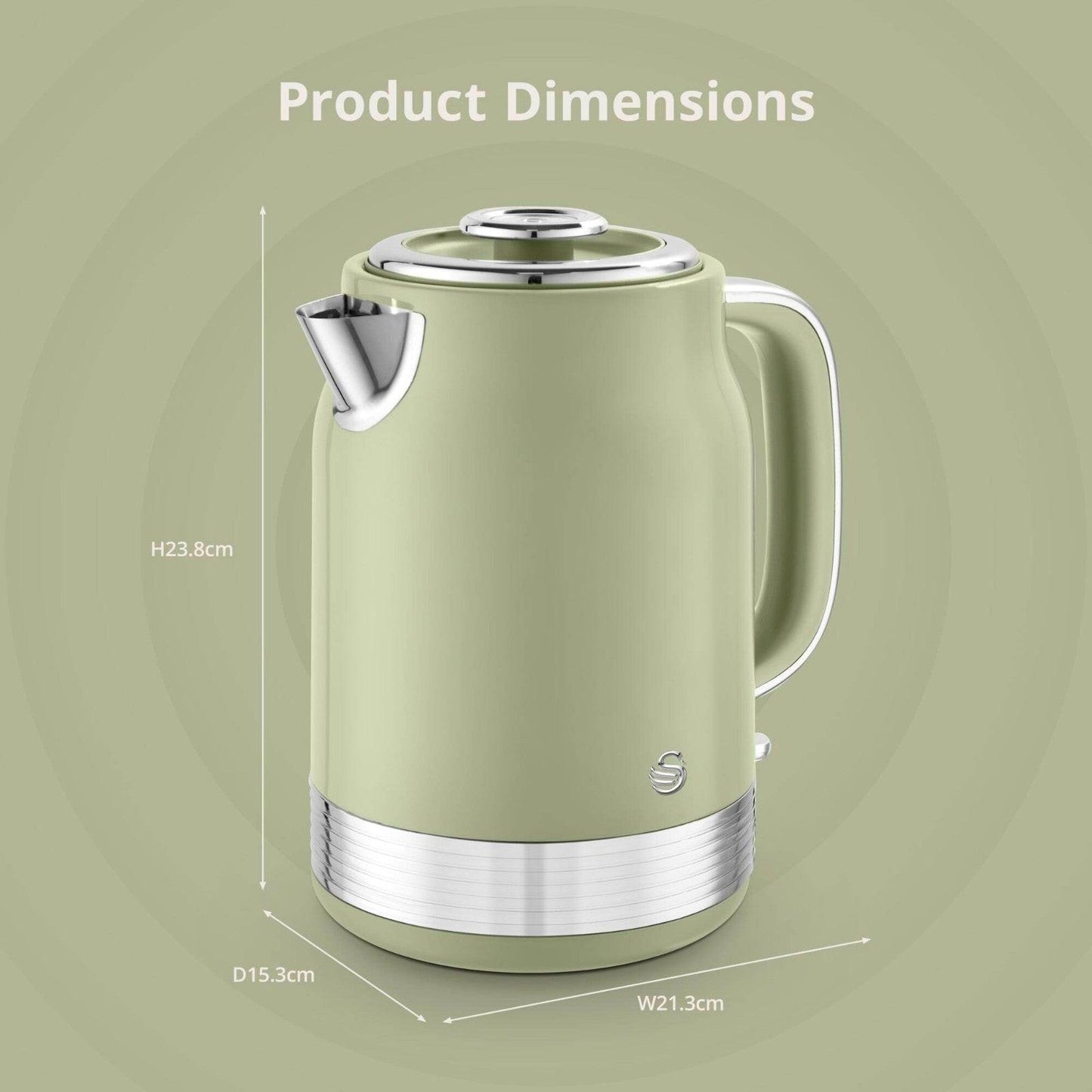 Swan Retro Jug Kettle & 4 Slice Toaster Kitchen Set (Green) - Vibe Home