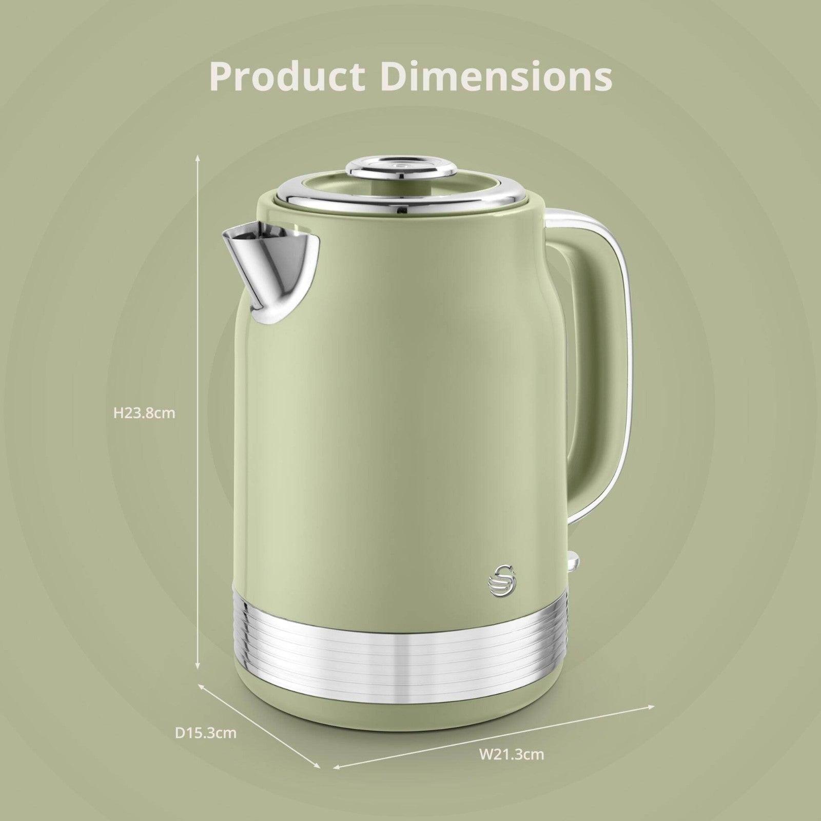 Swan Retro Jug Kettle & 4 Slice Toaster Kitchen Set (Green) - Vibe Home