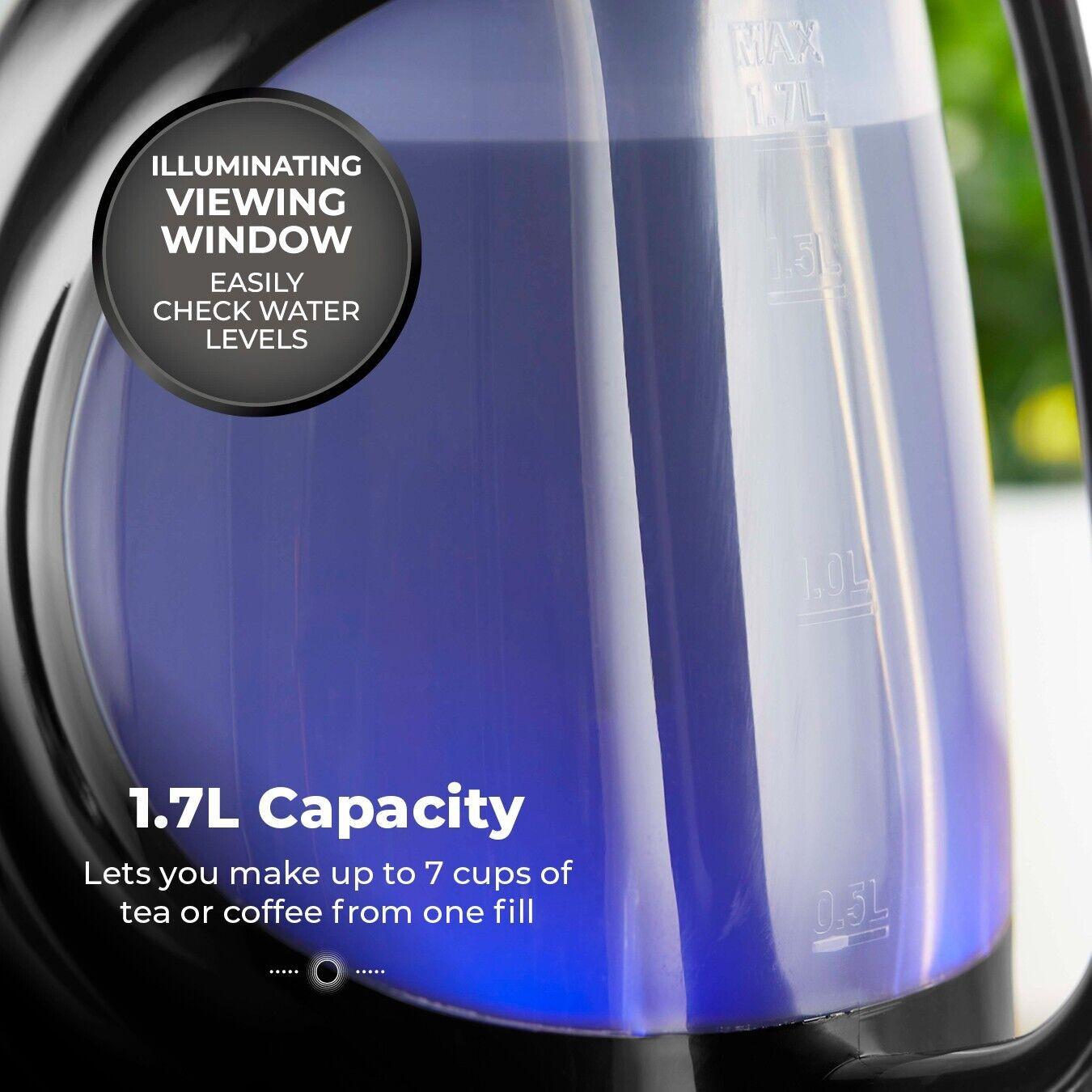 Tower Sonar Kettle, 2 Slice Toaster, Bread Bin & Canisters Kitchen Set (Black) - Vibe Home