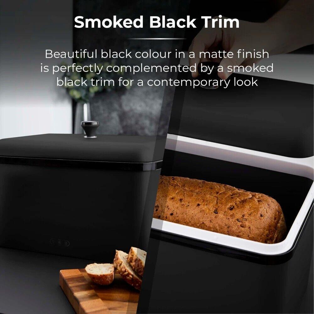 Tower Sera Bread Bin & Canister Kitchen Storage Set (Black) - Vibe Home