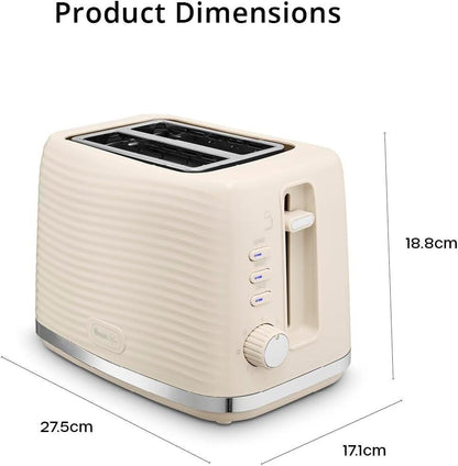 Swan Wave Kettle & 2 Slice Toaster Kitchen Set (Cream) - Vibe Home