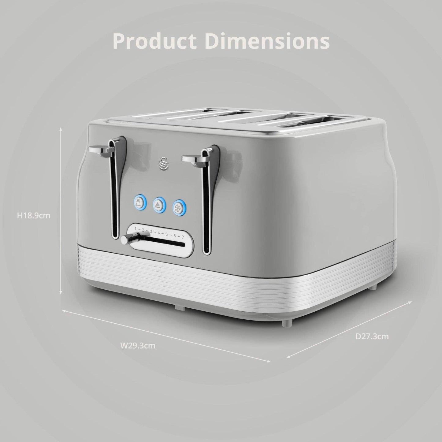 Swan Retro 4 Slice Toaster ST19029GRY (Grey) - Vibe Home