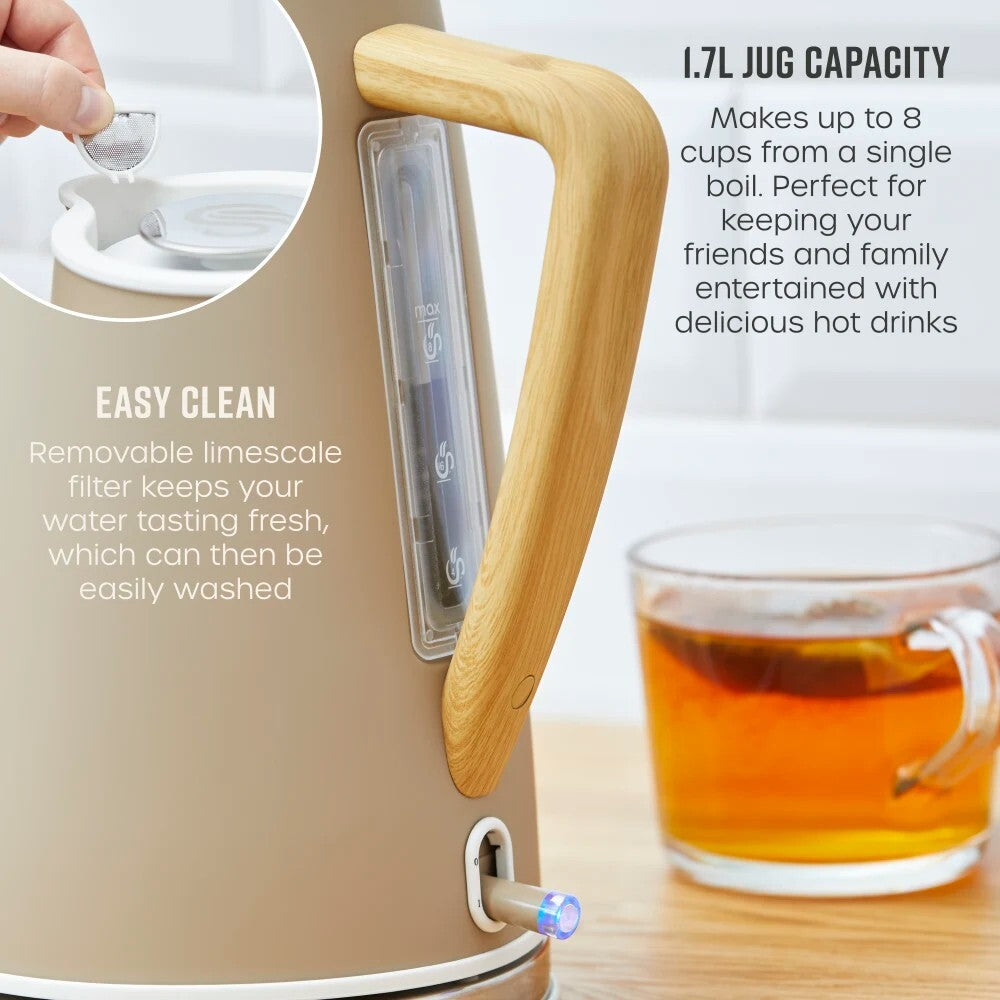 Swan Nordic Oatmeal Kitchen Set Kettle Toaster Bread Bin Canisters Mug Tree Towel Pole 5061025428311